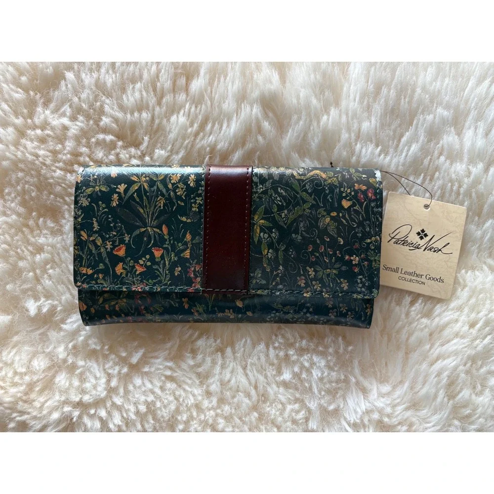 Patricia Nash Bosa Wallet Tuscan Field Floral Leather RFID Tri-fold P1787707 NEW - Picture 1 of 5